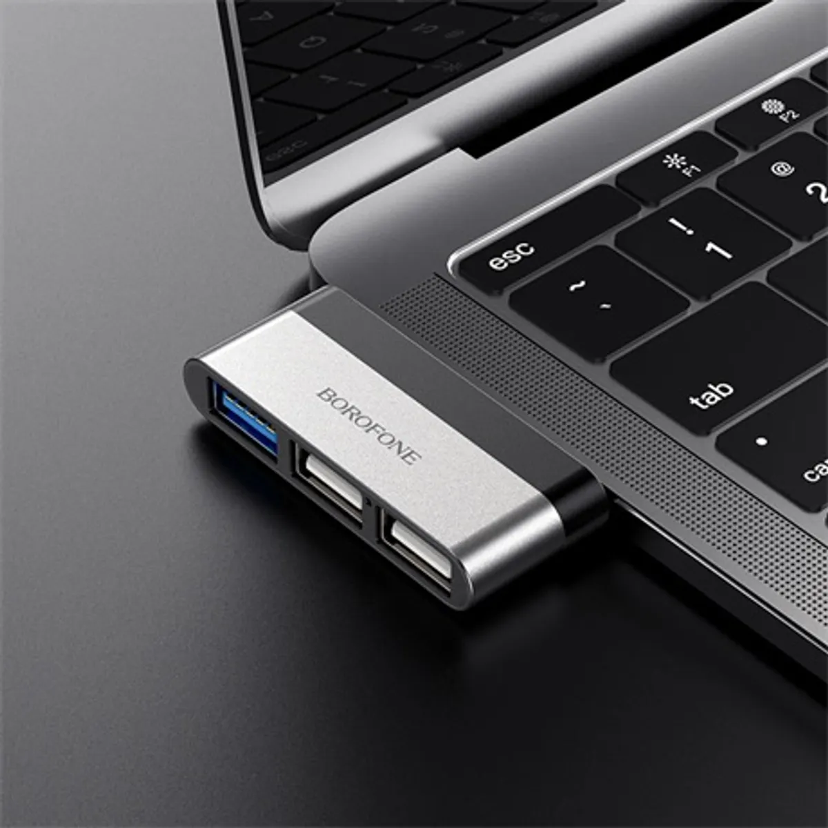 Borofone DH3 USB-A hub 3-portos fekete USB 2.0 Plug-and-Play #2