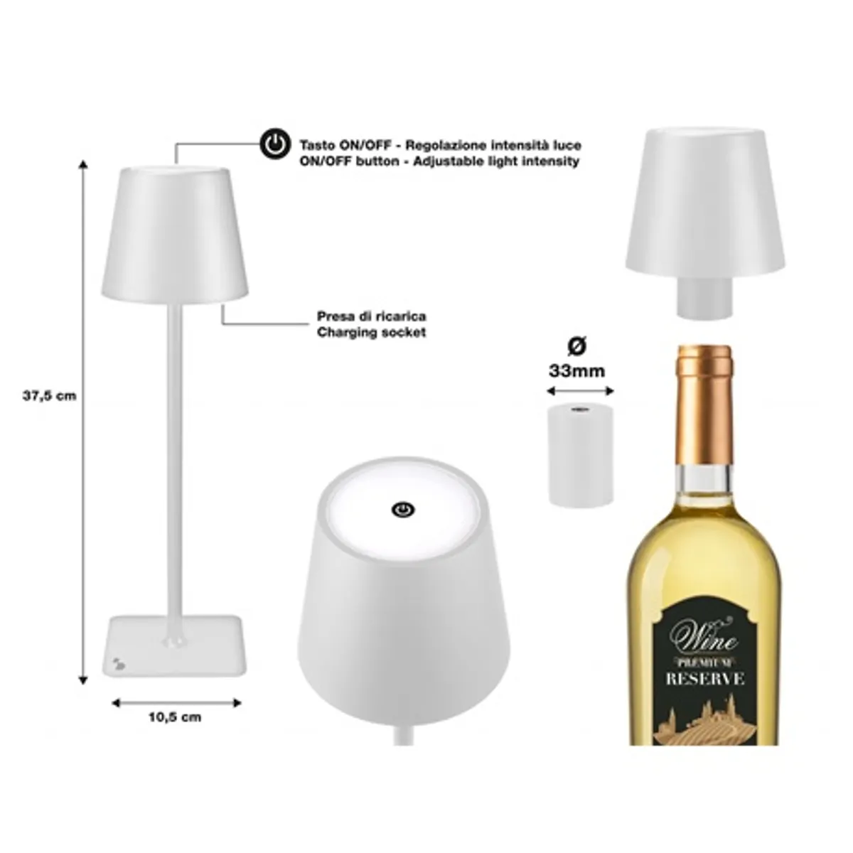 Beper P201UTP112 asztali lámpa érintőkapcsolóval, USB töltéssel, vízálló, beltér és kültér használat, 2W, barna #5