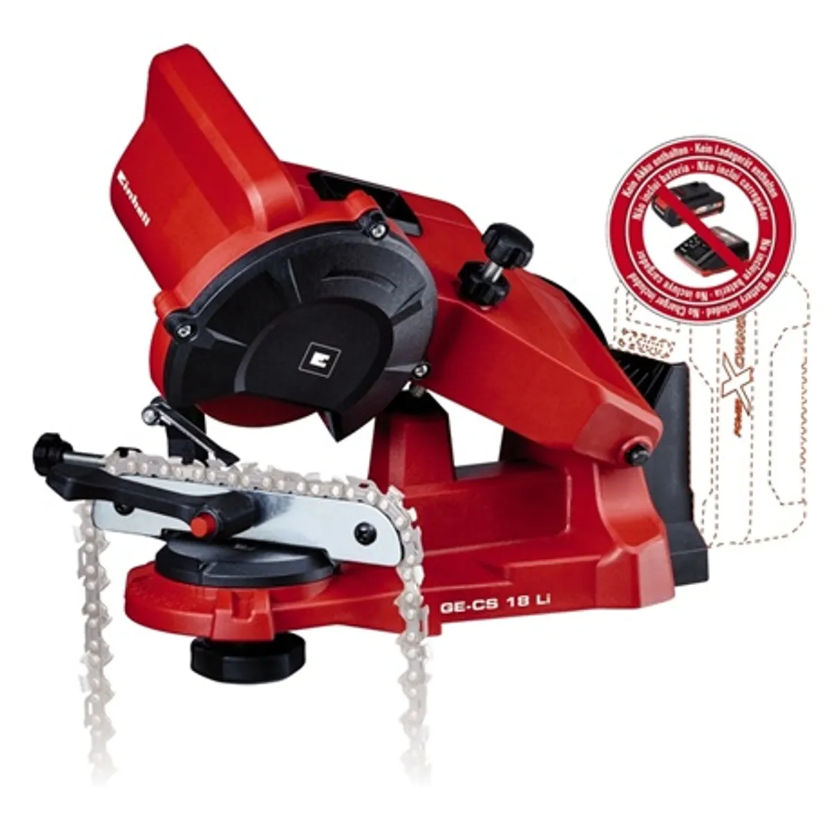 Einhell GE-CS 18 LI SOLO Láncélező mélységhatároló skála láncfeszítés élező korong led világítás akkumulátor és töltőkészülék nélkül #1