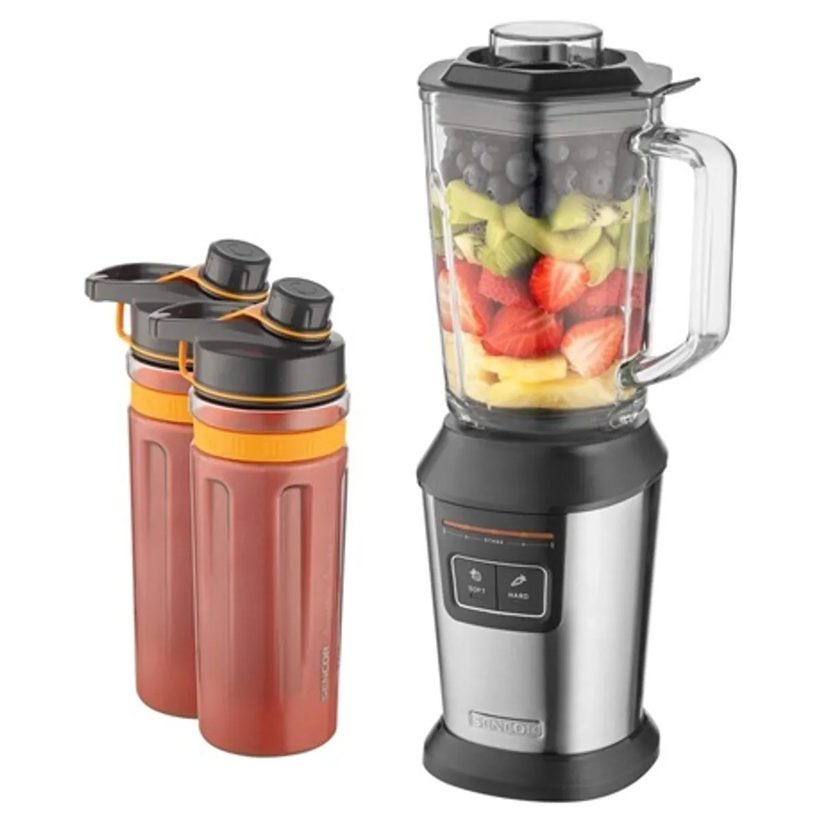 Sencor SBL 7550SS Smoothie készítő 800 W rozsdamentes acél pengék BPA mentes Tritan palackok #6