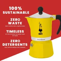 Bialetti 4982 RAINBOW Rainbow kotyogós kávéfőző 3 adag sárga alumínium ötvözet #5