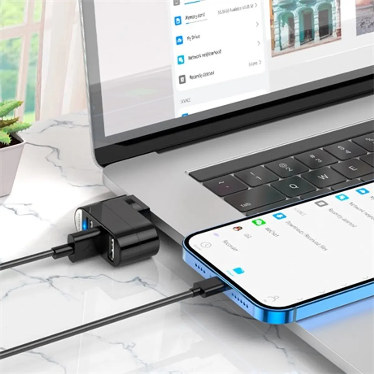 Borofone DH3 USB-A hub 3-portos fekete USB 2.0 Plug-and-Play #4