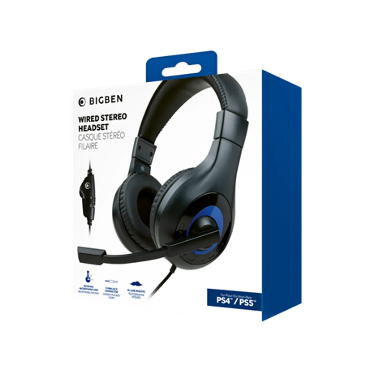 Nacon PS5HEADSETV1 játékfejhallgató fekete 40mm membrán PS5 és PS4 kompatibilis, 3,5 mm jack, 120 cm kábel, állítható mikrofon #4