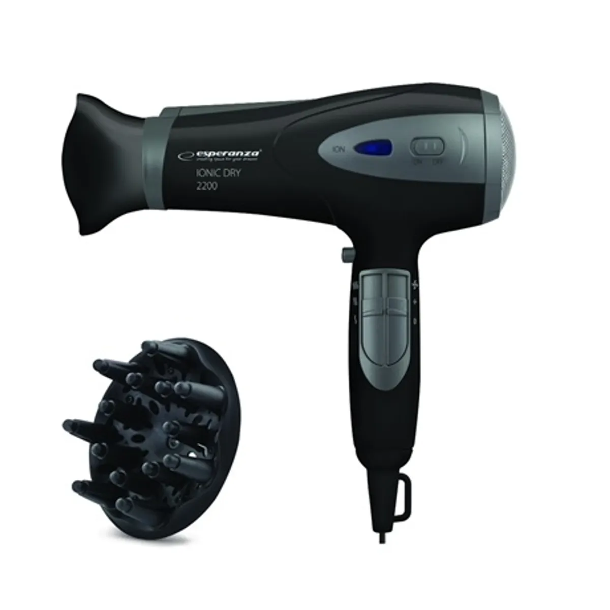 Esperanza EBH005K Vivien hajszárító fekete 2200W ionos funkció diffúzor 2 sebesség 3 hőmérséklet #1