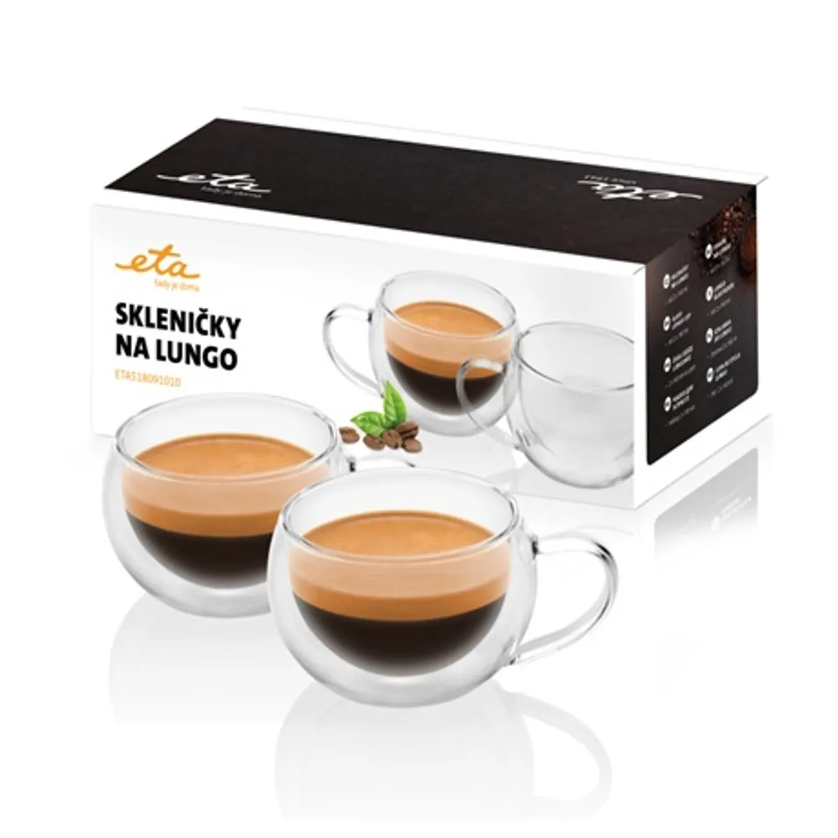 Eta 518091010 Lungo pohár duplafalú 2x160 ml mosogatógépben tisztítható boroszilikát üveg #2