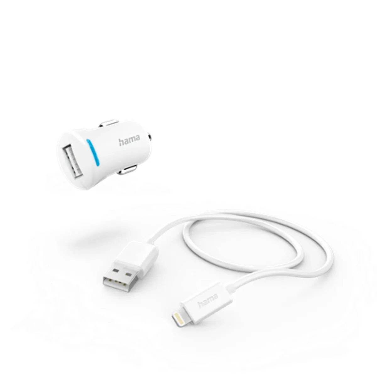 Hama 00201610 autós töltő Lightning USB-kábel 1 m 5V 2,4A fehér #1
