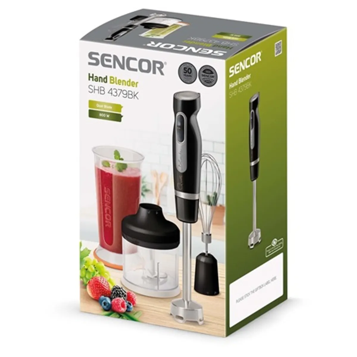 Sencor SHB4379BK botmixer szett 800 W 2 sebesség 0,7 l keverőedény 4 rozsdamentes kés jégzúzás #9