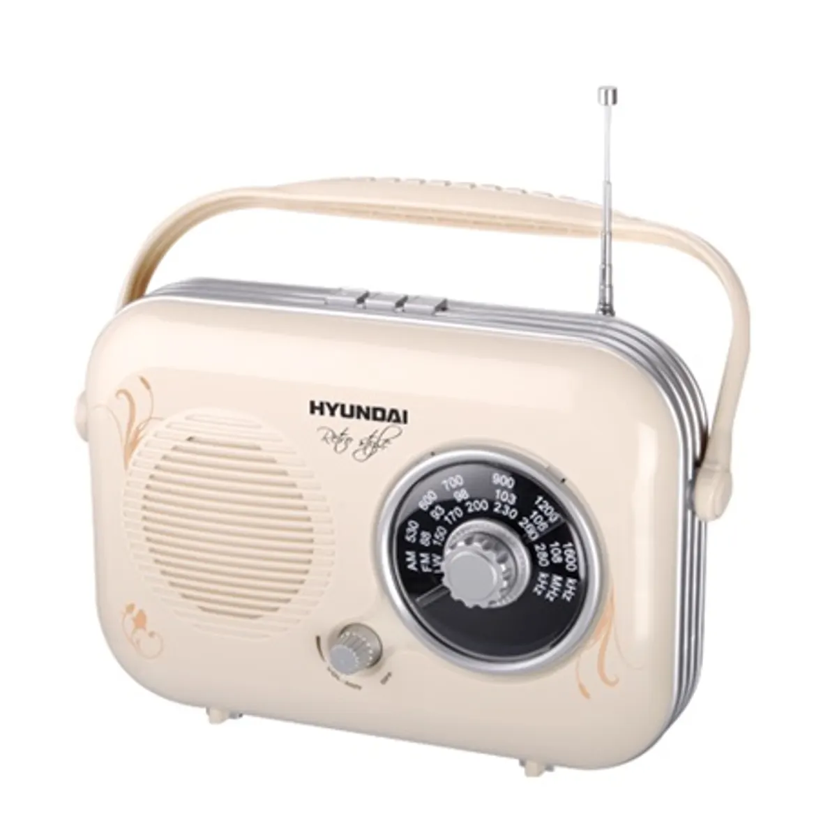 Hyundai PR100B Táskarádió retró bézs AM FM tuner AUX bemenet 1W #1