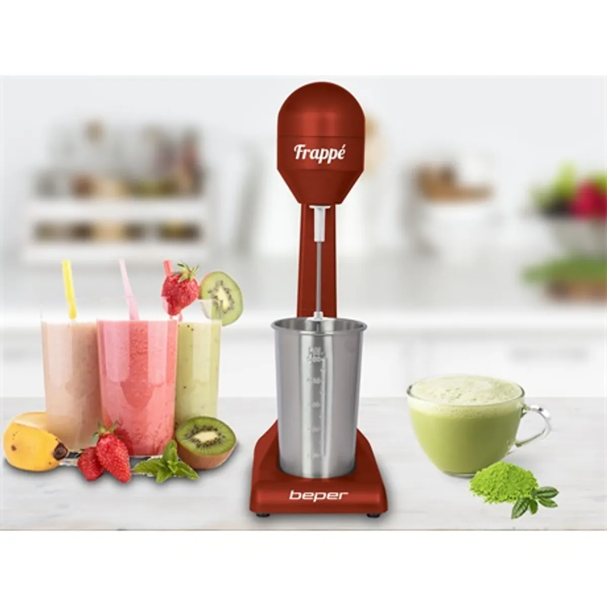 Beper BP.690 tejhabosító és shake készítő 2 sebességfokozat 100W rozsdamentes acél pohár 500 ml mércével #7