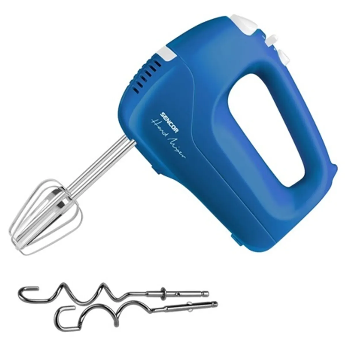Sencor SHM 5402BL KÉZI MIXER 200 W 5 fokozat Turbo rozsdamentes acél habverő és dagasztószárak fehér-kék #1