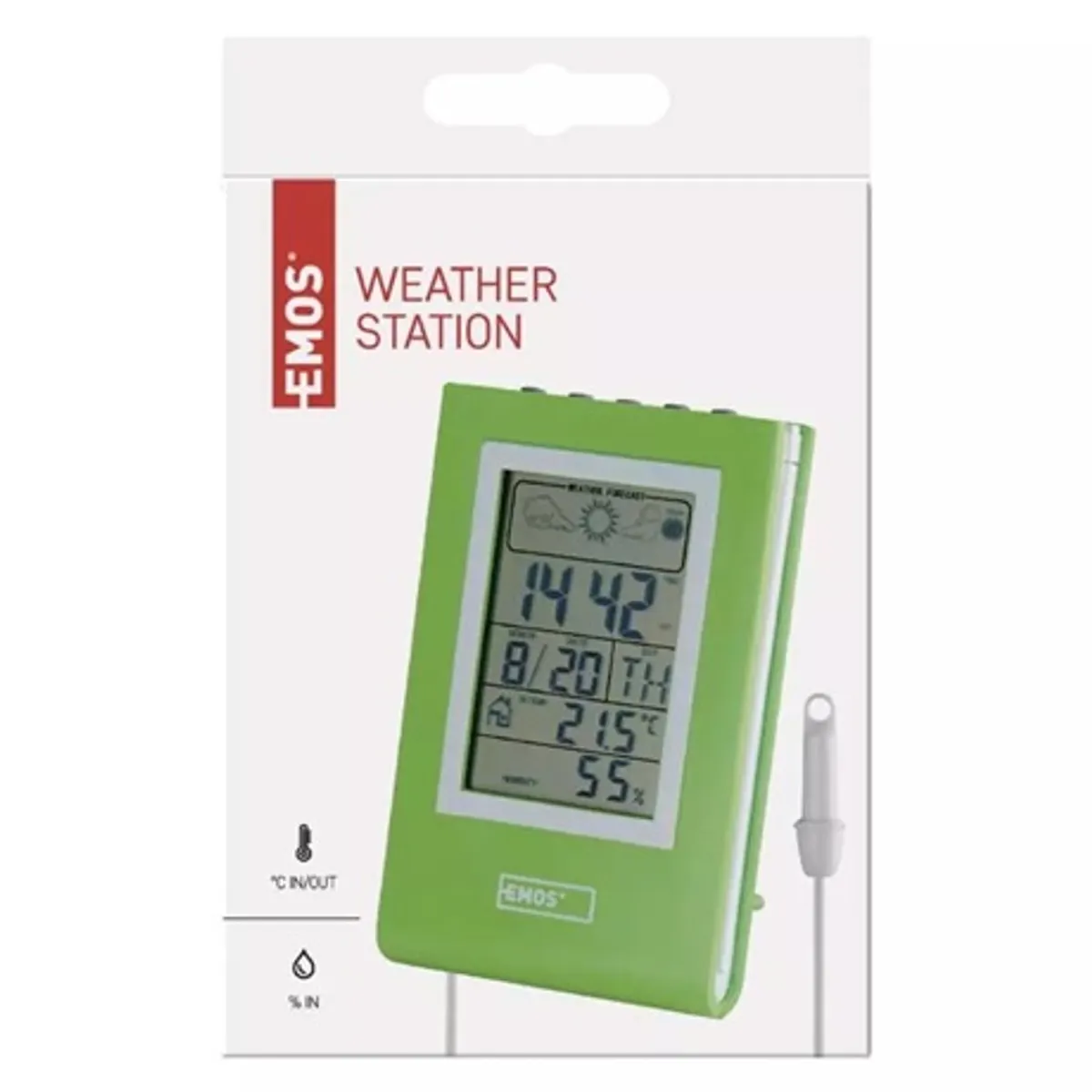 Emos E0117N időjárás állomás külső hőmérséklet -50 C és 70 C belső hőmérséklet -10 C és 50 C 12-24 időformátum ébresztőóra naptár holdfázisok #6