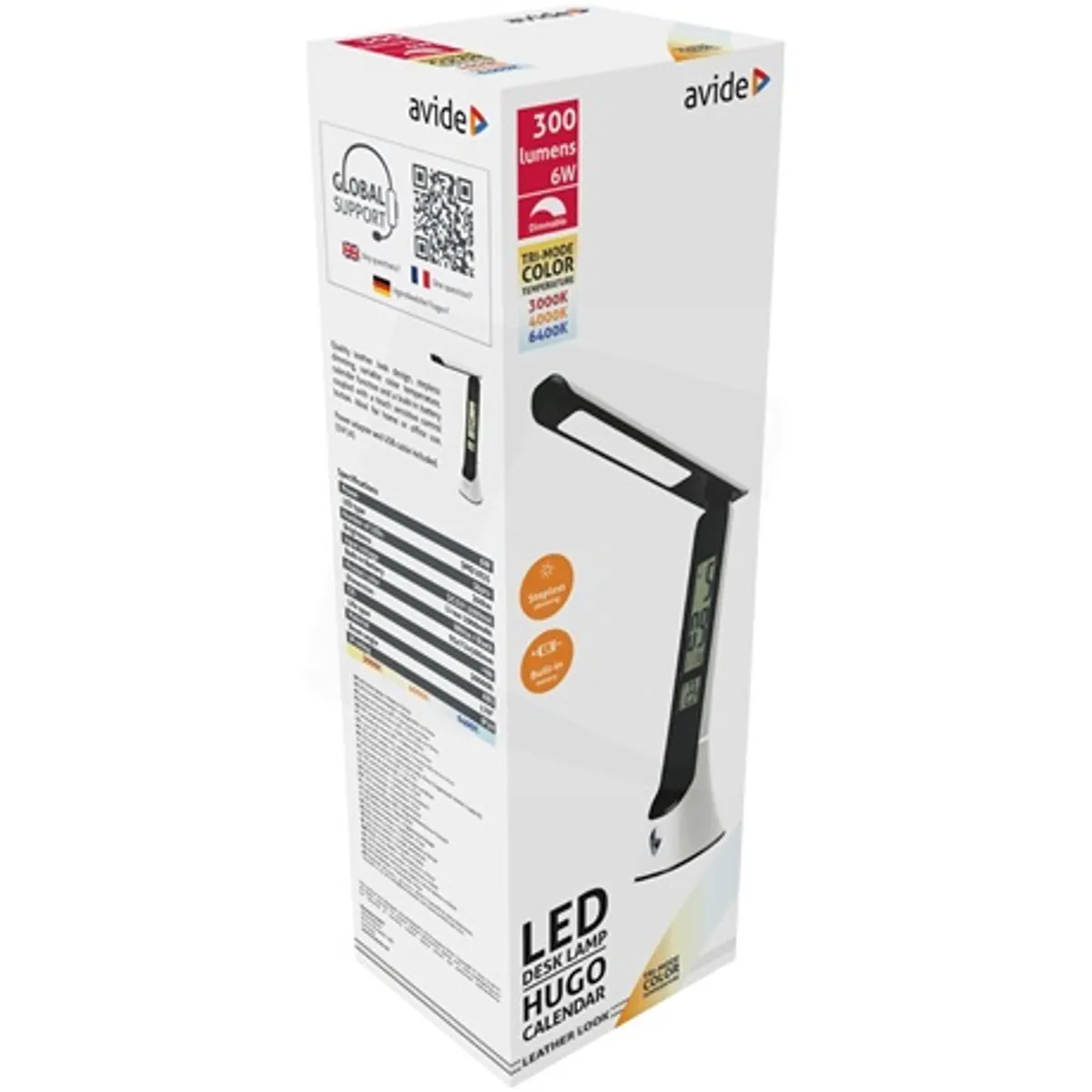 Avide ABLDLC-6W-WB-HG led asztali lámpa Hugo naptárral fehér-barna bőrhatású 5W #2
