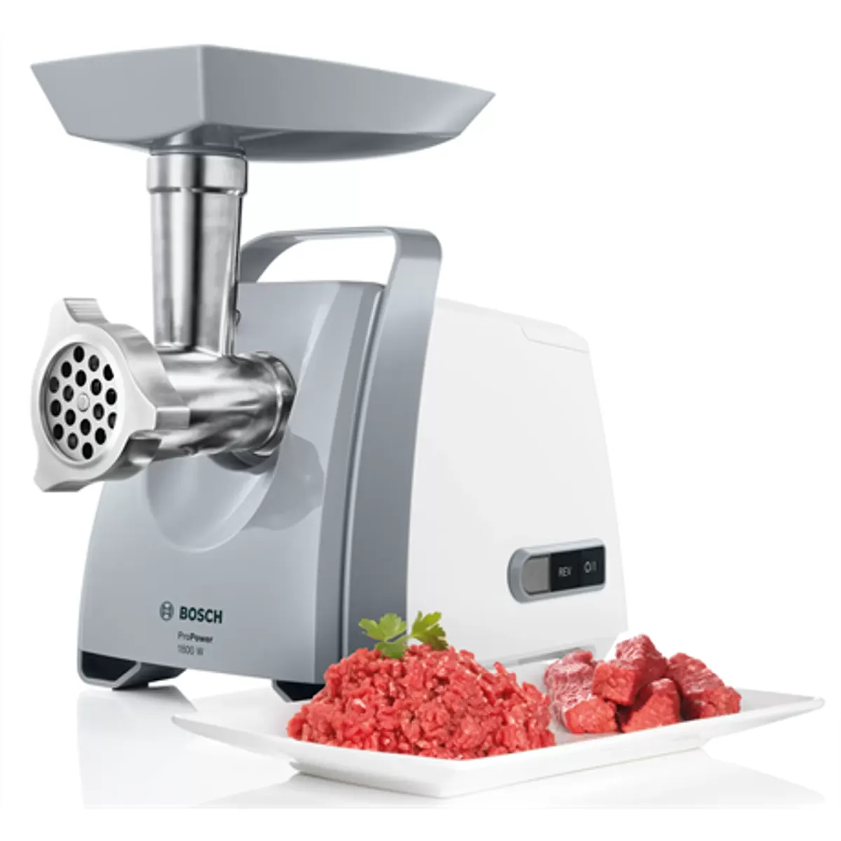 Bosch MFW66020 ProPower húsdaráló 600 W hátramenet kolbásztöltő kebabkészítő lyuktárcsák beépített tároló #2