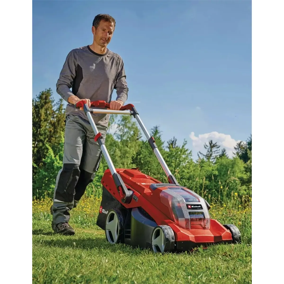 Einhell GP-CM 36/450 (2X4,0AH) AKKUS FŰNYÍRÓ Power X-Change kefe nélküli motor 38 cm vágás 45 L gyűjtő 25-75 mm #7
