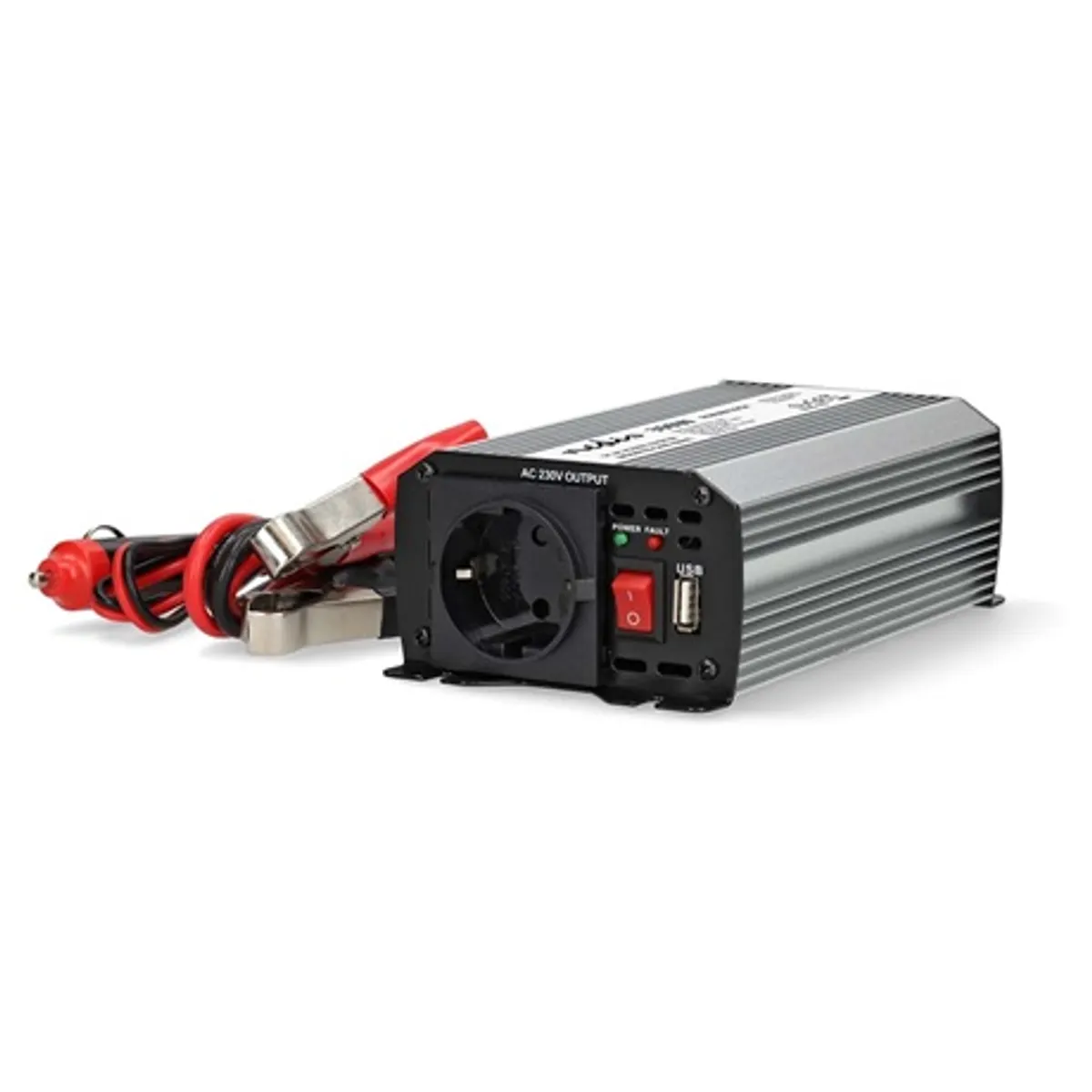 Nedis PIM30012FGY Inverter Módosított szinuszhullámú 12 V DC bemenet, 230 V AC kimenet, 300 W folyamatos, 600 W csúcs, USB-A porttal #1