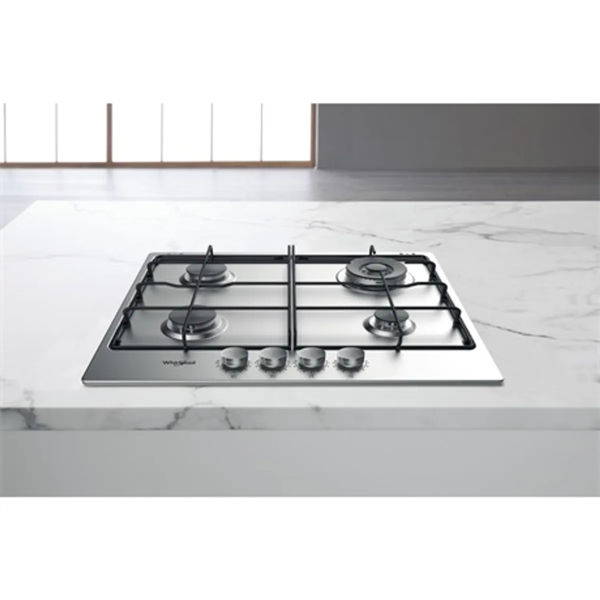 Whirlpool TGML 651 IX Beépíthető gázfőzőlap 4 gázégő metán mechanikus kezelőgomb rozsdamentes acél felület 58 cm szélesség #2