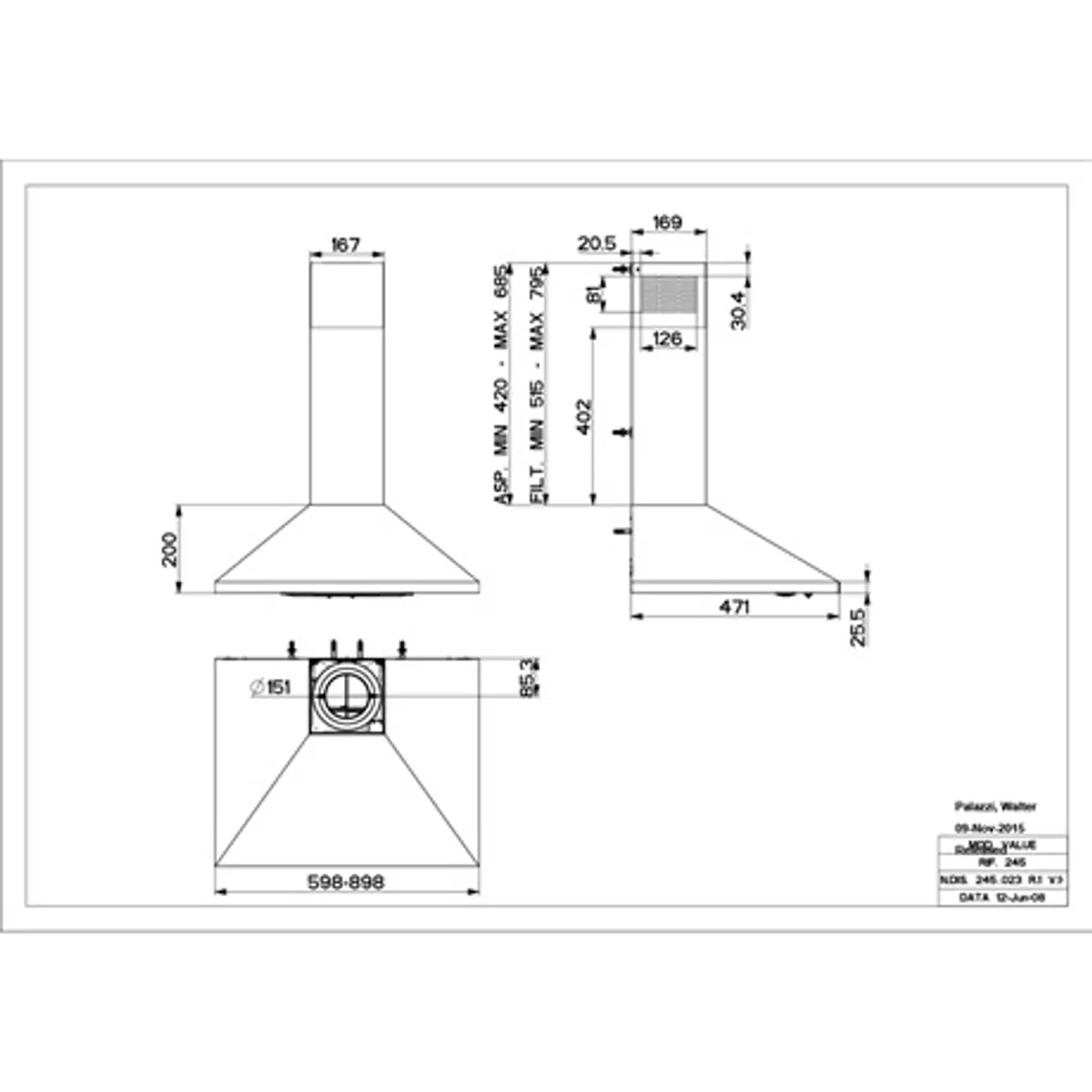 Faber VALUE PB BK A90 Páraelszívó 90 cm LED világítás 3 sebesség 255 330 430 m3h #3