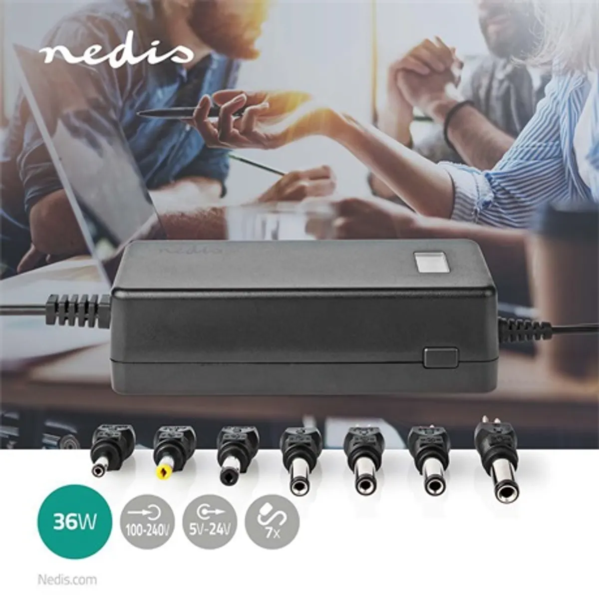 Nedis ACPA105 univerzális notebook adapter 5-24 V 36 W 2,4-3,0 A 7 dugó #7