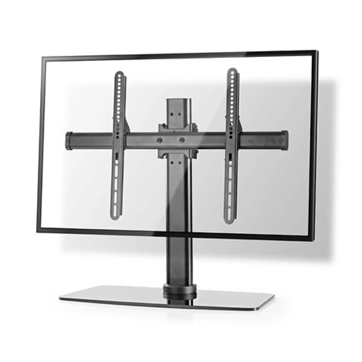 Nedis TVSM2330BK asztali tv-állvány 32-65\" VESA 200x100-600x400, max terhelés 45 kg, forgatható 90 fok, dönthető -10 és +5 fok, 8 mm edzett üveglap #1
