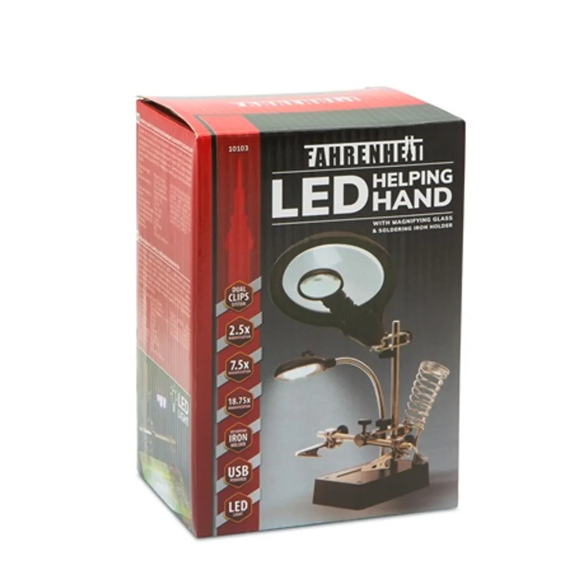Handy 10103 paneltartó nagyítóval és forrasztópáka tartóval lencse méret 90 mm és 34 mm nagyítás 2.5x 7.5x 10x led világítás 5 led táp usb vagy elemes #5