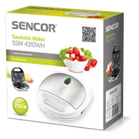 Sencor SSM4310WH szendvicssütő 4 háromszög alakú sütőlap automatikus hőfok-szabályzás tapadásmentes felület fehér-szürke 700 W #4