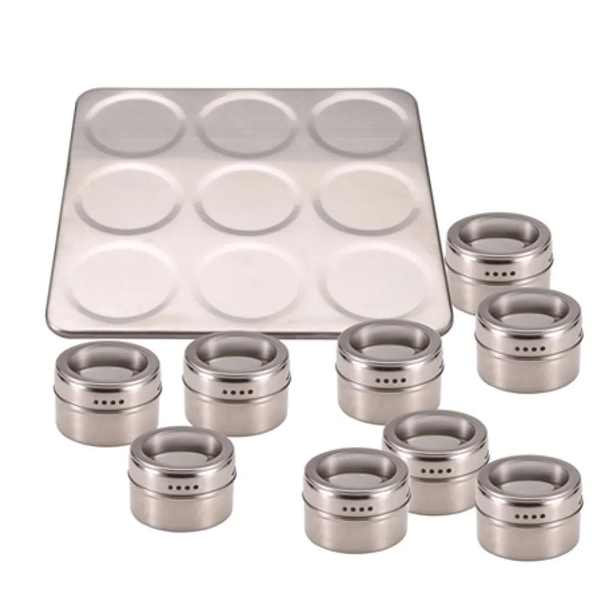 Bergner BGMP-6101 fűszertartó szett rozsdamentes acél 9 db üvegcse 6.3x4.3 cm tartóval #1