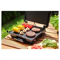 Sencor SBG 3710SS kontakt grillsütő bordázott grillfelület tapadásmentes sütőlap, 2000 W, 90 fokos nyitás, hőszigetelt fogantyú #8