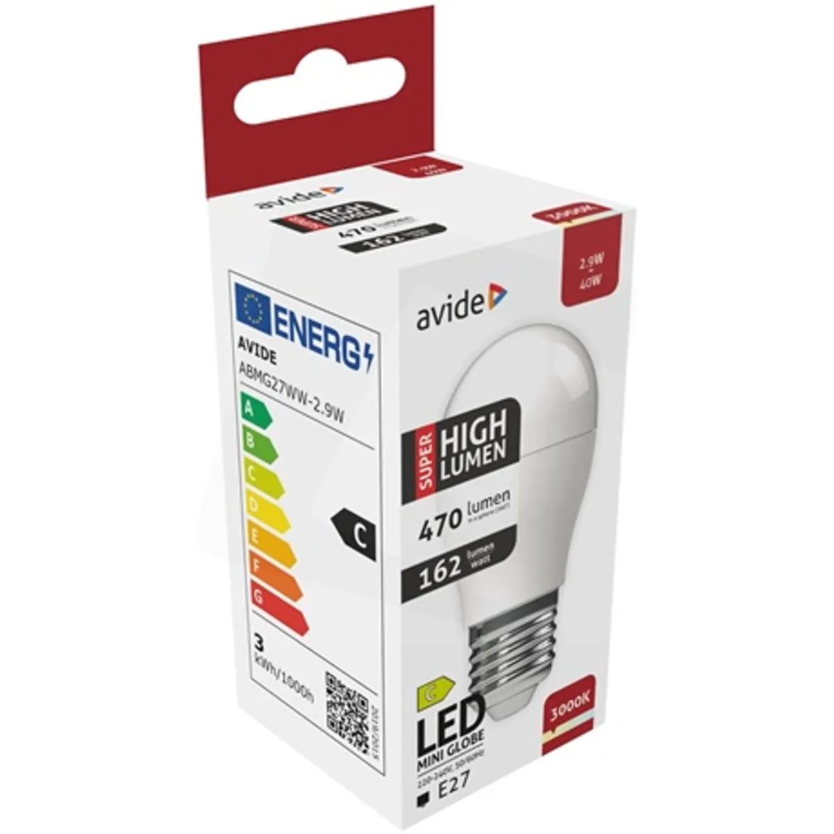 Avide ABMG27WW-2.9W LED gömb izzó mini G45 E27 3000K 470 lm IP20 2,9 W 220-240 V #3