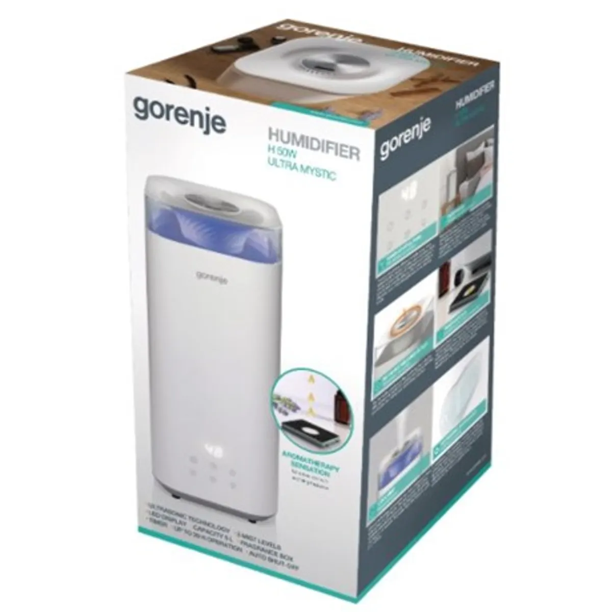 Gorenje H50W párásító ultrahangos 20 m2 5 l led kijelző 360 fokos párakimenet illatanyag tartó párna időzítés #6