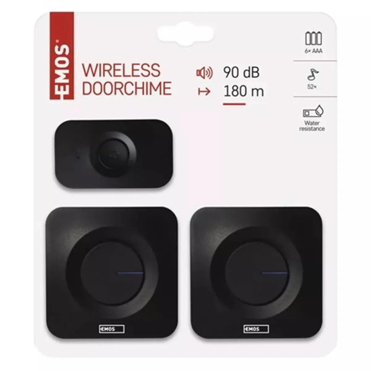 Emos P5730 vezeték nélküli csengő 433 MHz 90 dB 52 dallam IP56 vízálló gomb automatikus párosítás 180 m #6