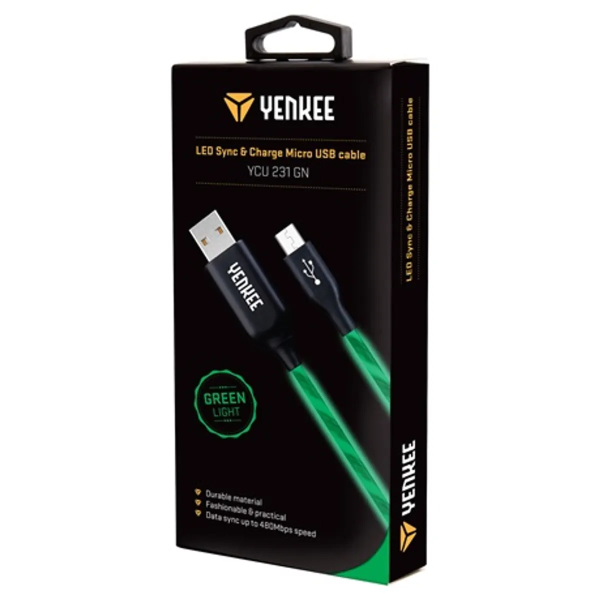 Yenkee YCU 231 GN USB-kábel microUSB-USB-A, 1,0 m, USB 2.0, zöld, LED #2
