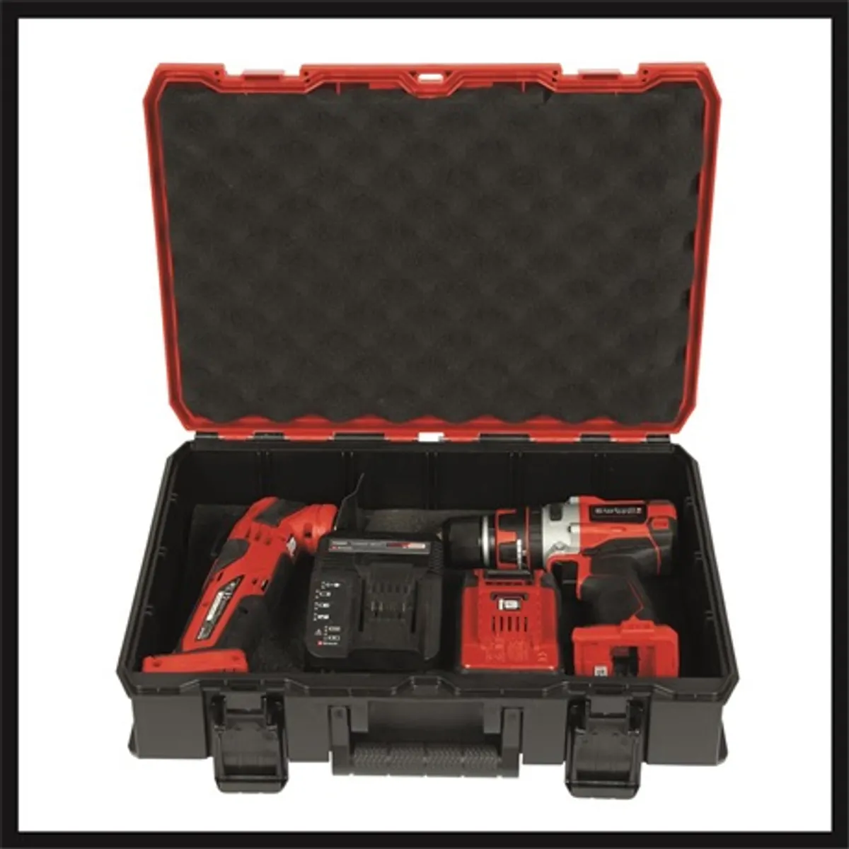 Einhell E-CASE S-F rendszerkoffer két lehajtható fogantyúval lelakatolható fröccsenő víz elleni védelemmel polipropilén max 25 kg terhelés #4
