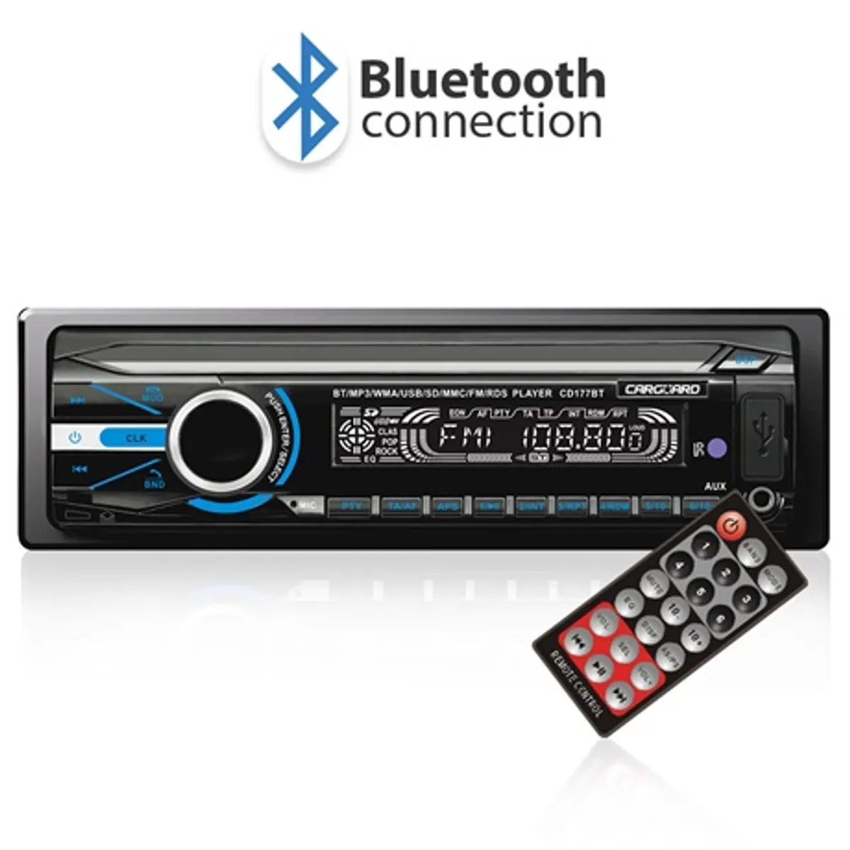 Carguard 39702 autórádió bluetooth usb levehető előlap 4x50 w 2 rca rds fm 87.5-108 mhz #1
