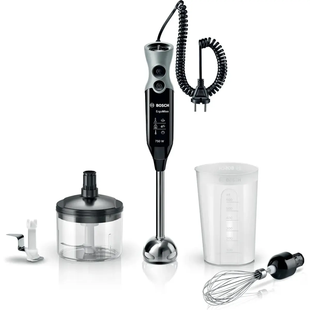 Bosch MSM67170 botmixer szett 750 W 12 fokozat, 4 szárnyú kés, nemesacél fej, kioldógomb, mosogatógépben tisztítható tartozékok #1