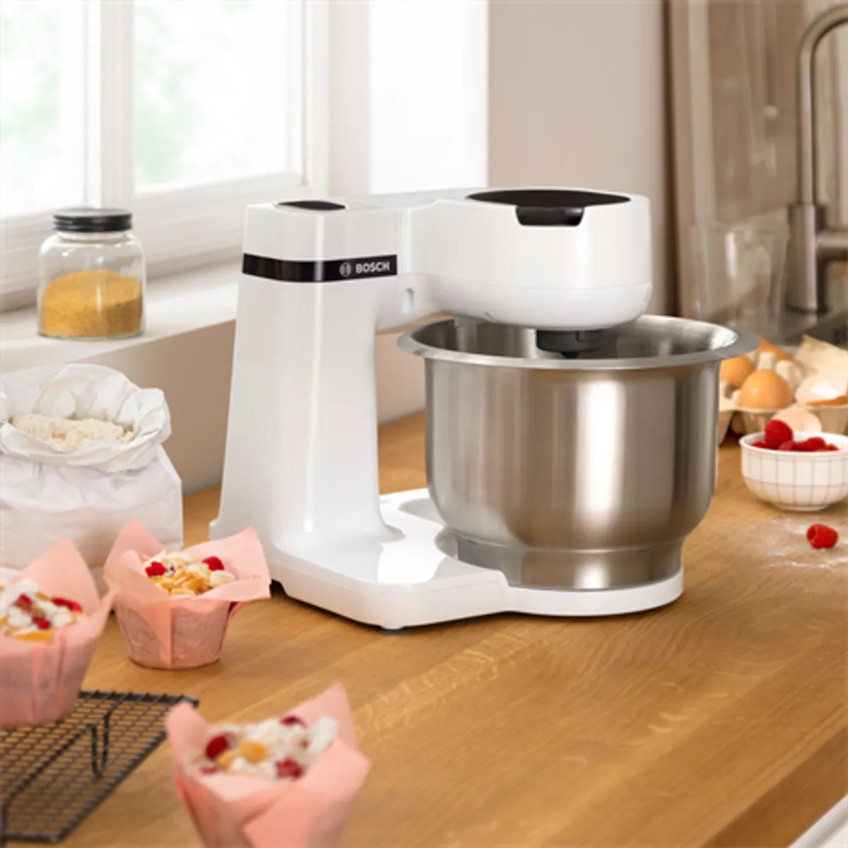 Bosch MUMS2EW40 MUM Serie2 700 W 3.8 l nemesacél tál fehér 4 sebességfokozat habverő keverő dagasztó #8