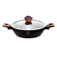 Berlinger Haus BH-1739 alacsony lábas fedővel 28 cm 3,8 L kovácsolt alumínium 3rétegű márvány bevonat turbó indukciós talp hőálló üveg fedő #1