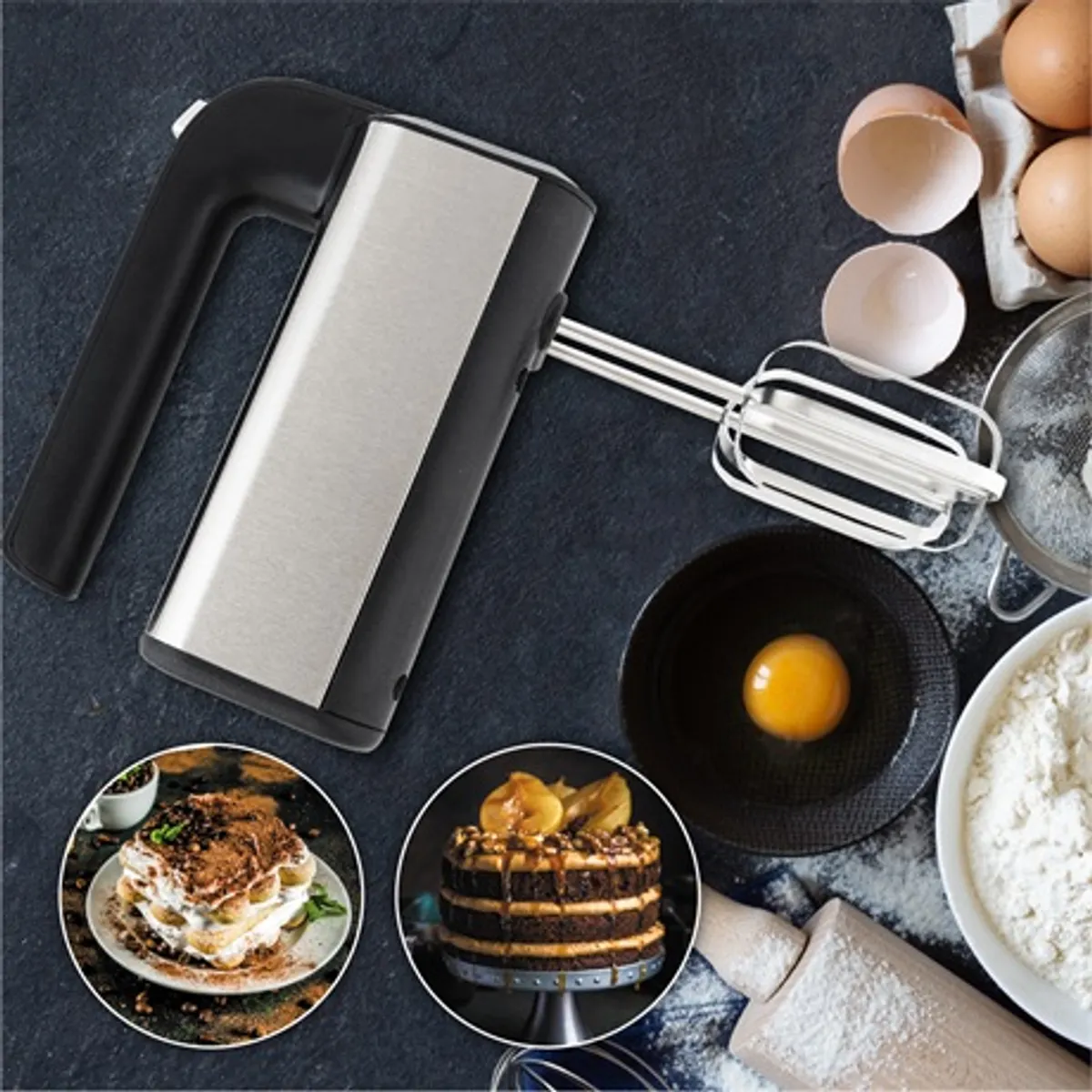 Adler AD4225 kézimixer rozsdamentes acél, 800W, 3 funkció, 5 sebesség, turbo, kivehető rozsdamentes mixer és dagasztó szárak, LED kontrolllámpa, 96 cm #7