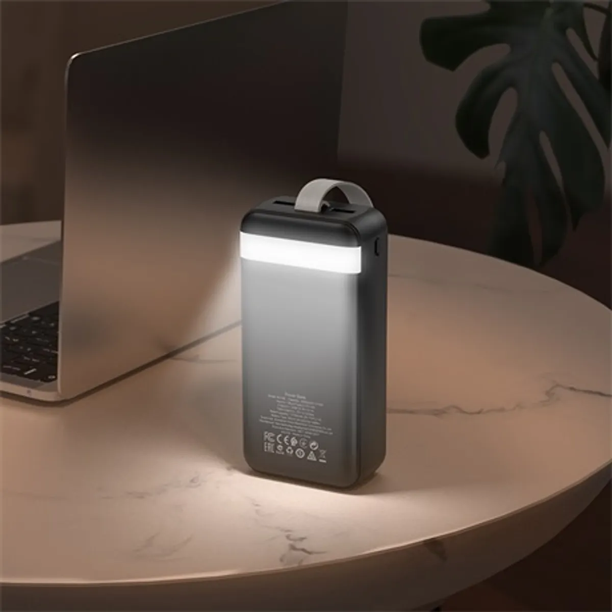 Borofone BJ14B Freeway 30000mAh PowerBank micro USB és USB-C bemenet, 2x USB kimenet, LED töltöttségjelző, csuklópánt, fekete #2