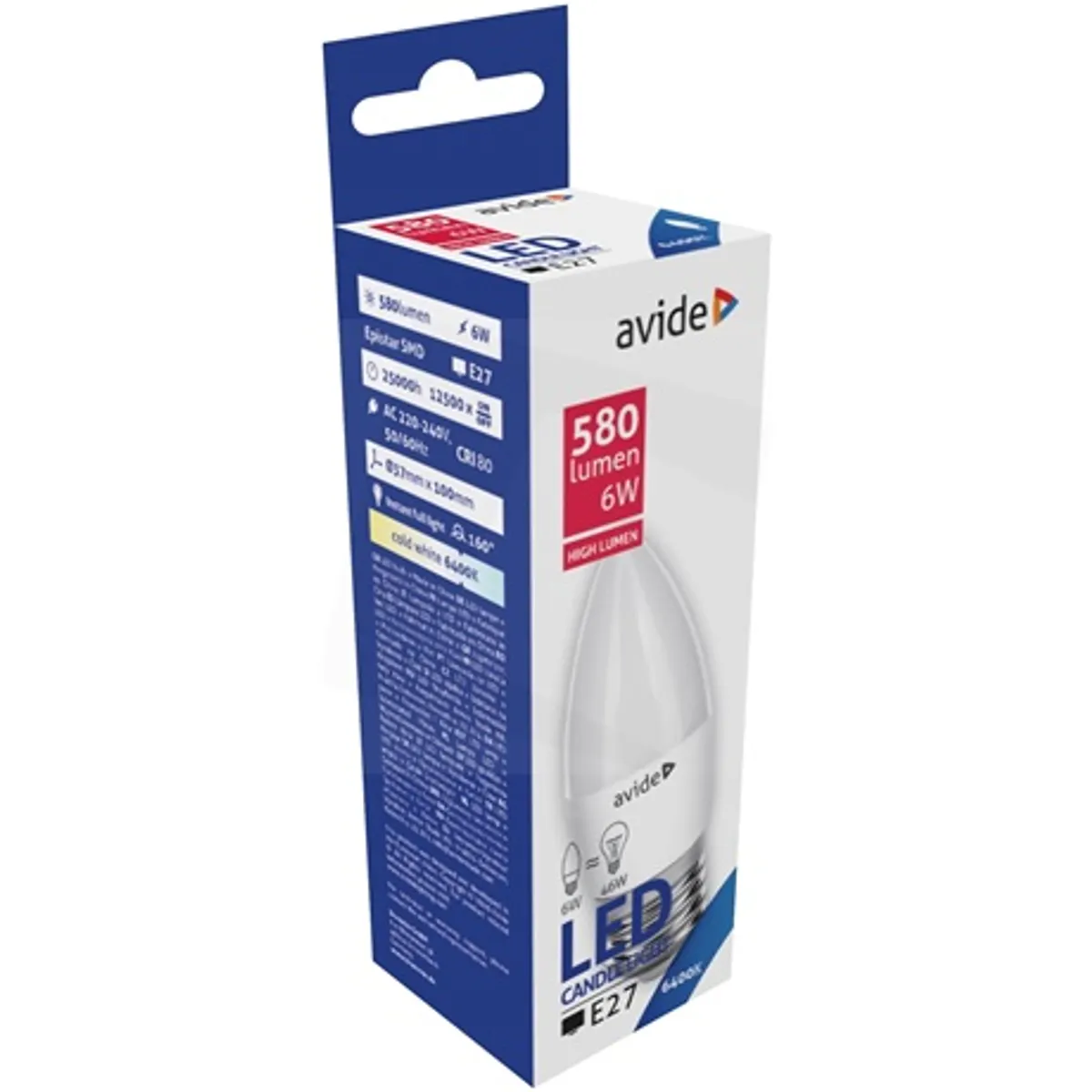 Avide ABC27CW-6W LED gyertya E27 CW 6400K 580 lm #3