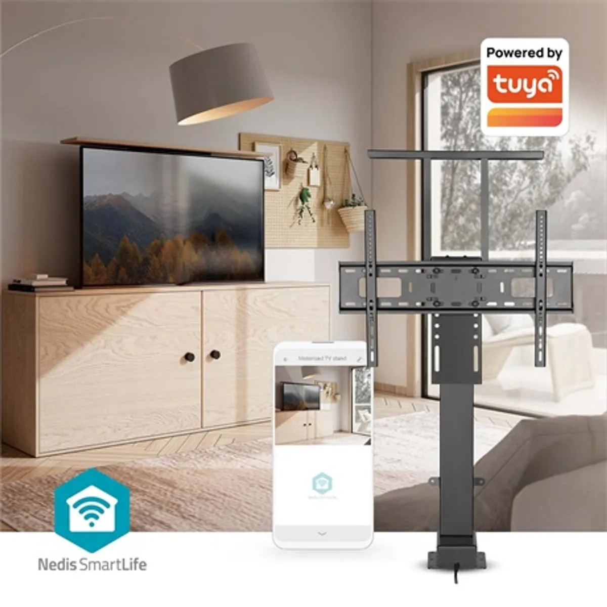 Nedis TVSM5840BK Fali konzol 37-80" motoros emelő 60 kg Wi-Fi VESA 200x200-600x400 #3