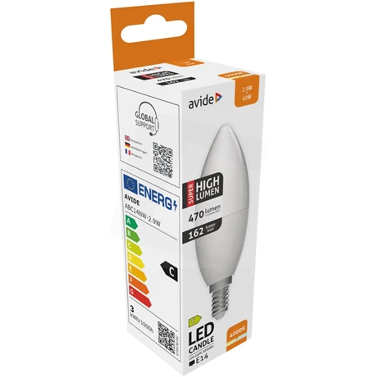 Avide abc14nw-2.9w LED gyertya E14 4000K 470 lm #3