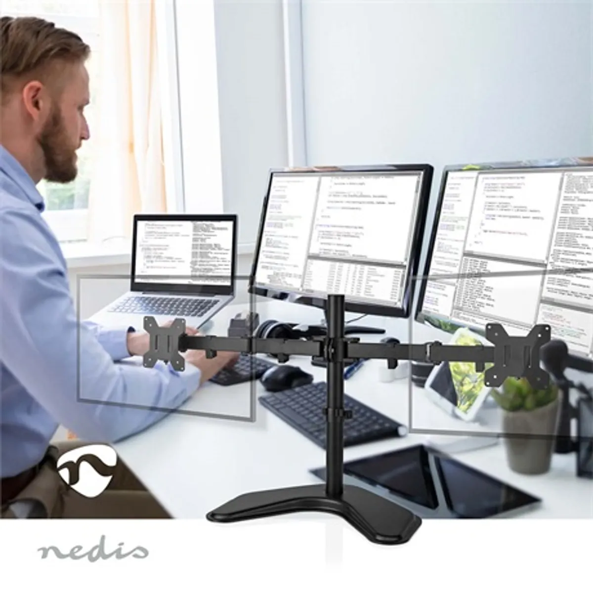 Nedis MMDOSD110BK monitor konzol kétmonitoros állítható forgatható dönthető VESA 75x75 100x100 #6