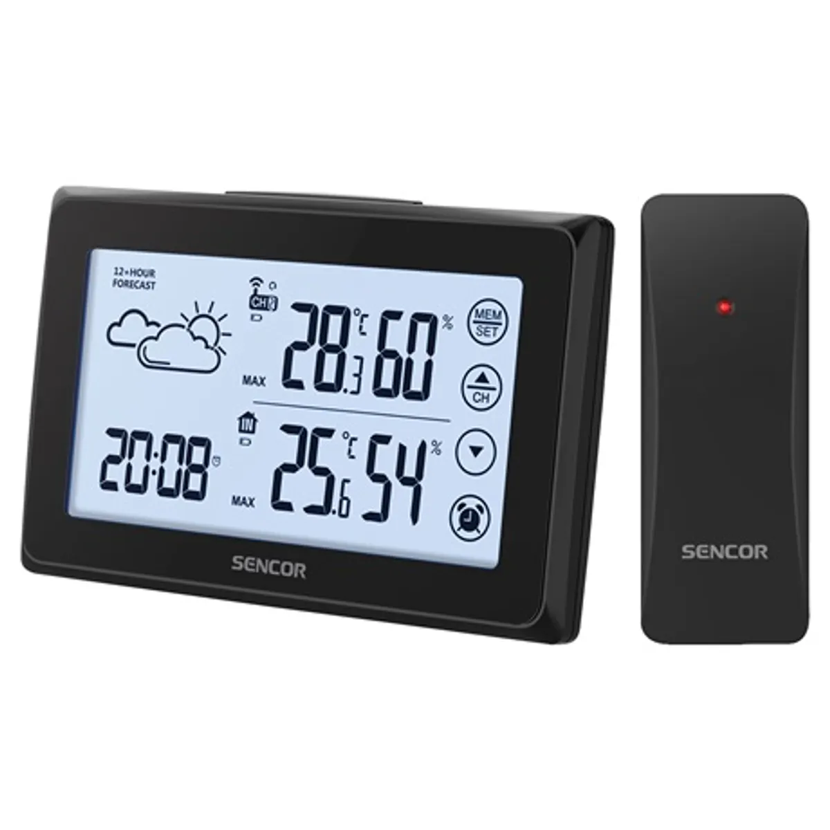 Sencor SWS2850 időjárás állomás belső és külső hőmérséklet és páratartalom, minmax memória, 433 MHz, 3 érzékelő csatlakoztatható, idő #1