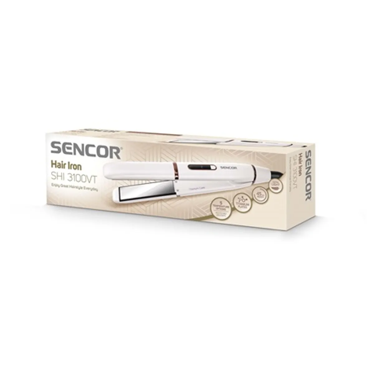 Sencor SHI3100VT hajvasaló titan bevonatú vasalófelület, 150-230C, 100x25 mm, 235 g, digitális kijelző, 360° forgó kábel #7
