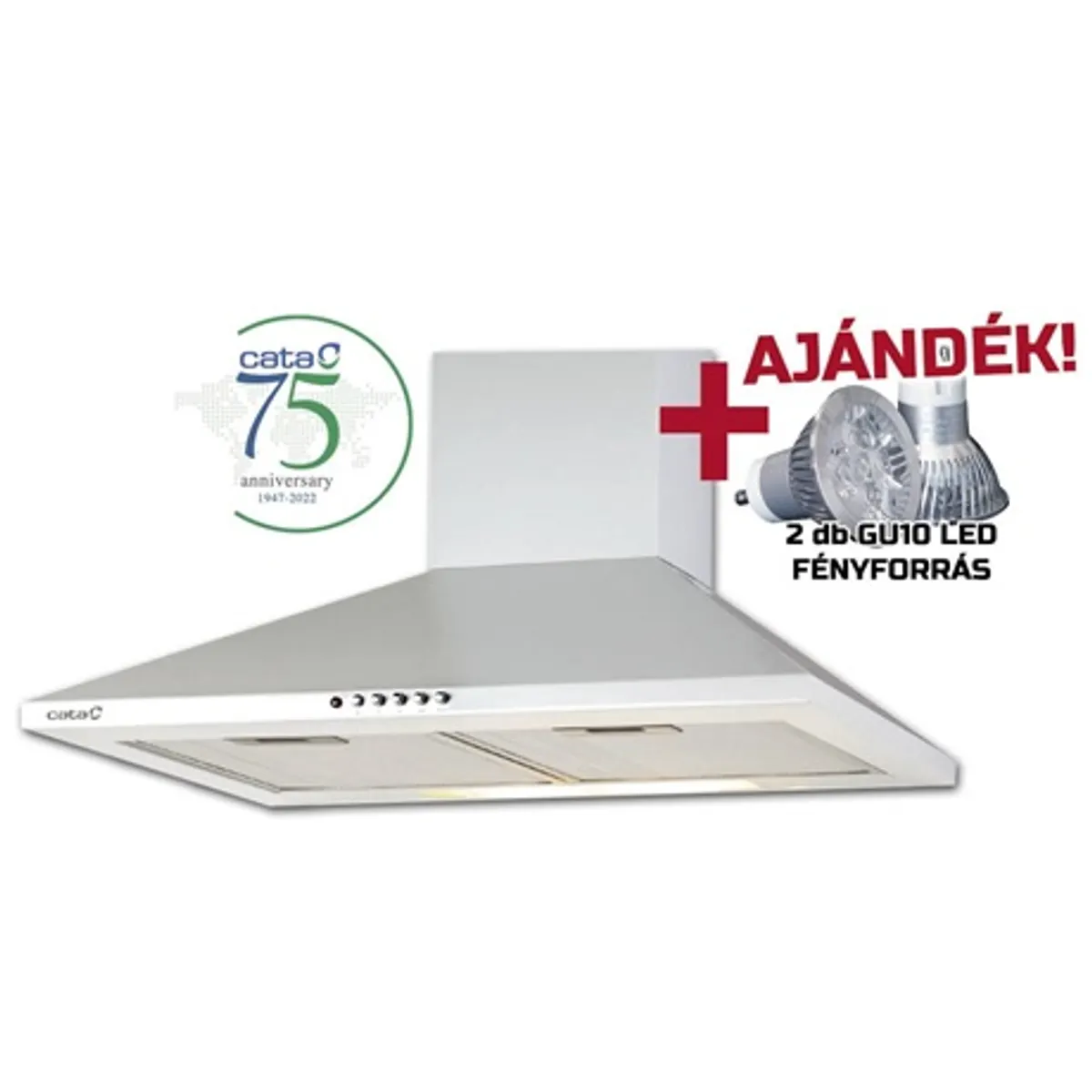 Cata OMEGA 600 FEHÉR WH-L Páraelszívó 60 cm 1 motor 3 fokozat LED 2x3,5W 1115-645 m3h 58-72 dB energiaosztály C #1