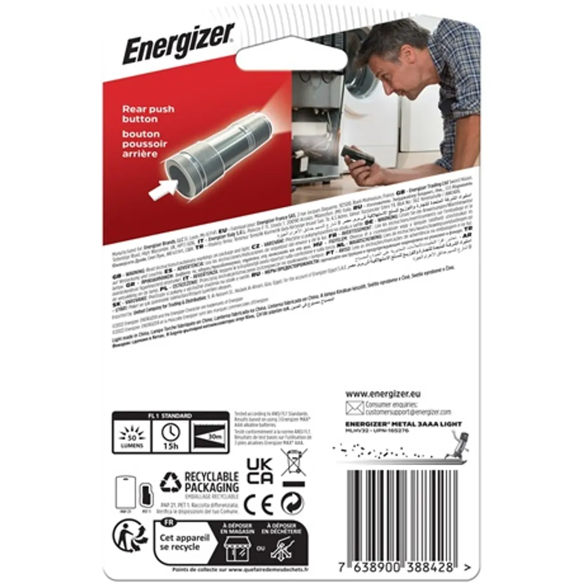 Energizer METAL 3AAA LED elemlámpa fém ház ütésálló nyakpánt #2