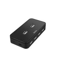 Hama 00200123 7-portos USB hub USB 2.0 7x USB-A külső tápellátás 1,1 m kábel fekete #1