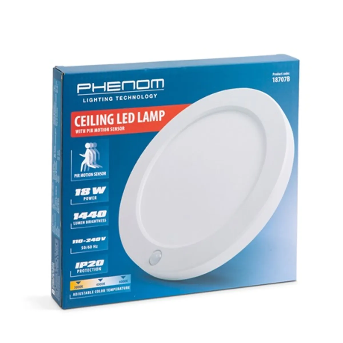 Phenom 18707B LED mennyezeti lámpa mozgásérzékelővel 18W 1440lm 3000 4000 6000K PIR IP20 110-240V 50-60 Hz #6