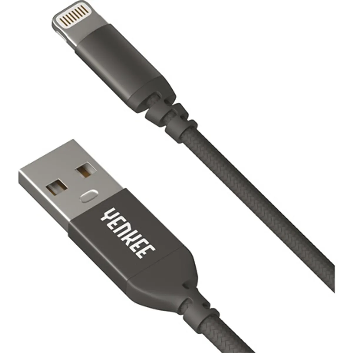 Yenkee YCU 611 BK adatkábel Lightning USB 2.0 1 m fekete alumínium csatlakozók textil borítás MFi #1