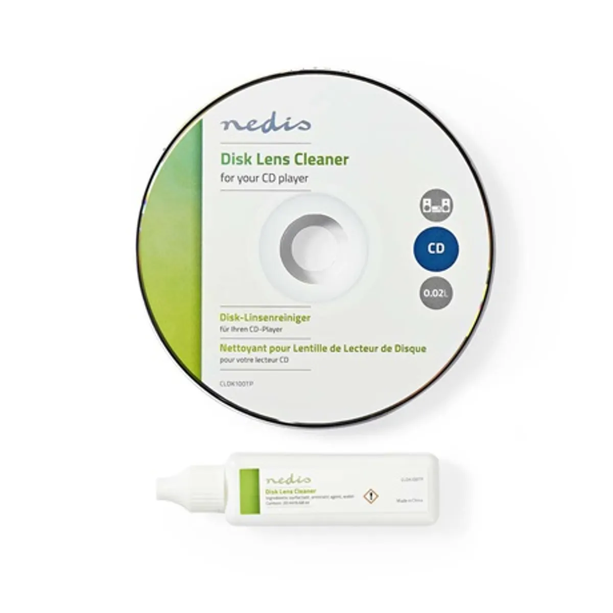 Nedis CLDK100TP CD-lencse tisztító lemez 20 ml tisztító folyadék #1